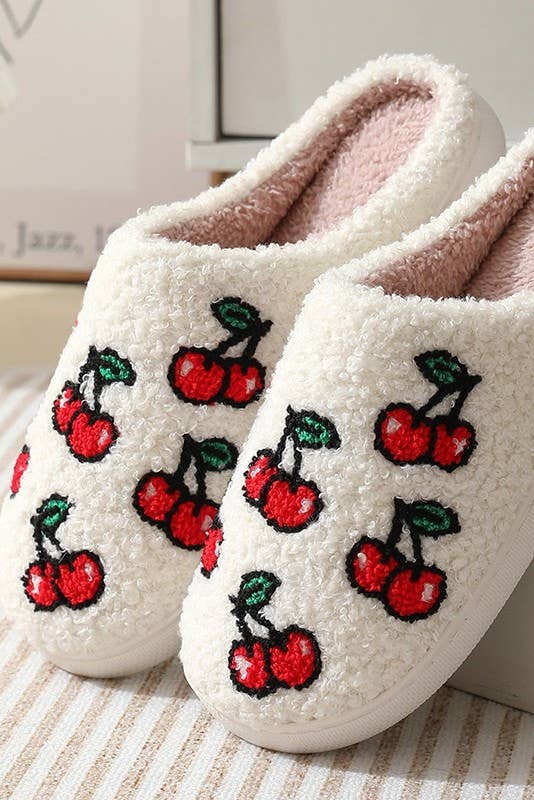 Soft Plush Mushroom Heart Rainbow Slippers