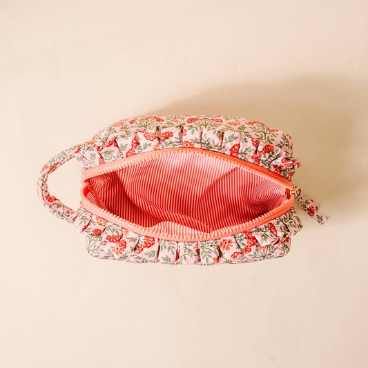 Dusty Rose Quilted Cosmetic Pouch