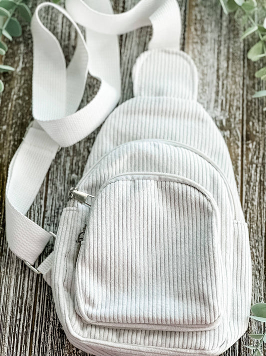 White Corduroy Sling Bag - The Corey