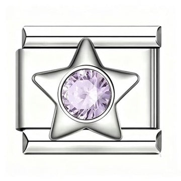 Silver Star Birthstone Italian Charm