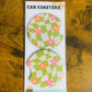 Groovy Green Check and Pink Daisies, Car Coaster 2-Pack