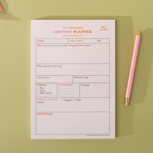 Social Media Content Planning Pad - Colourful