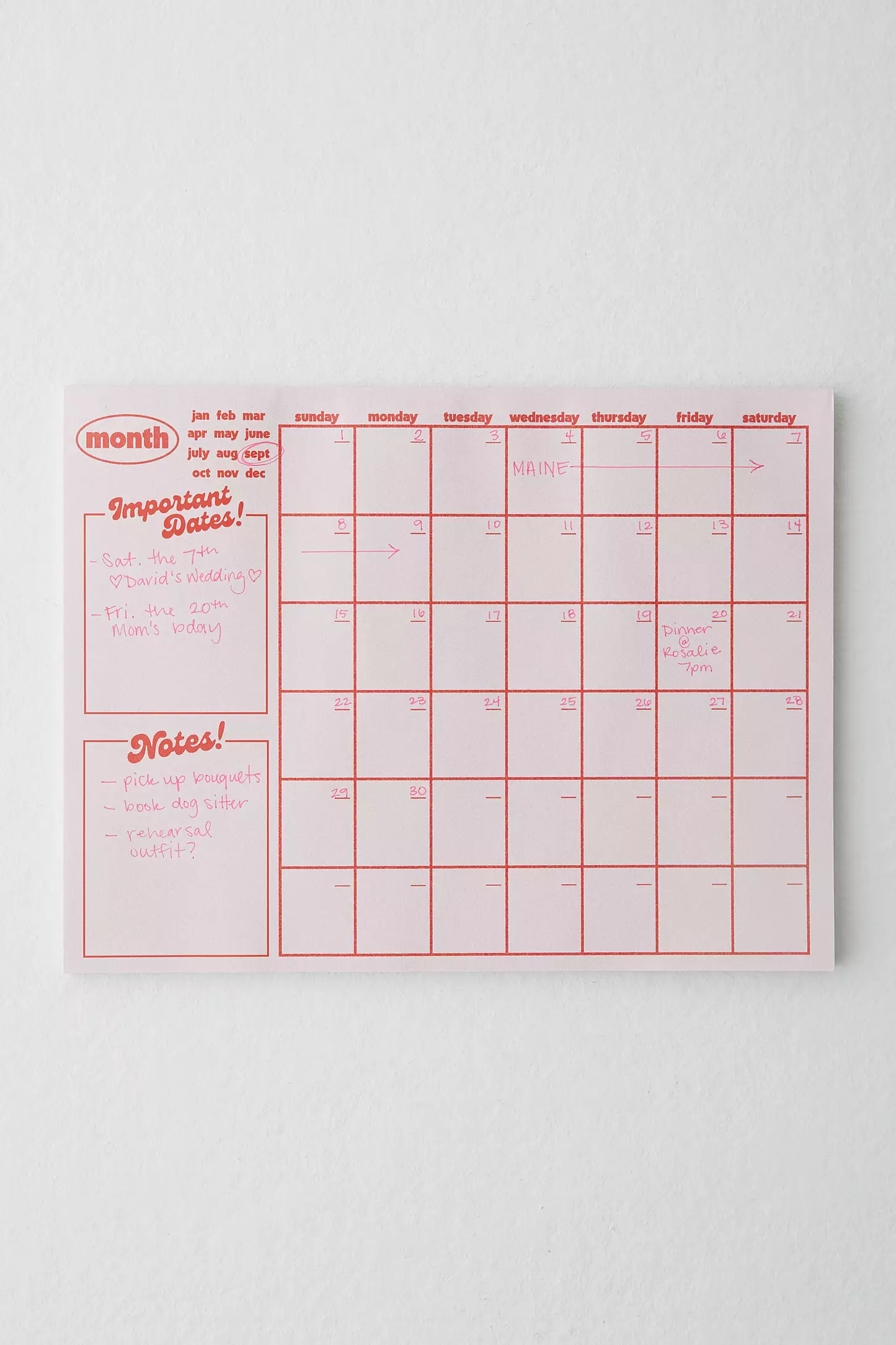 Monthly Notepad