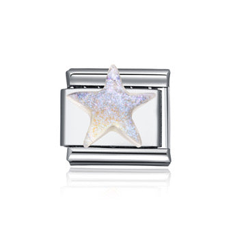 Silver Opalescent Star Italian Charm