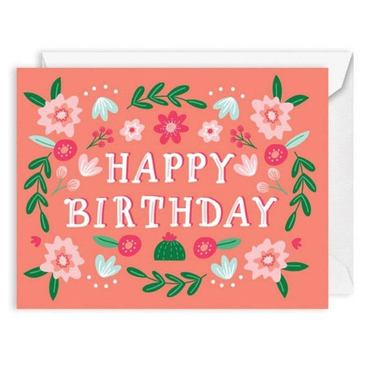 Folk Floral Birthday Card