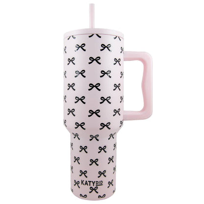 Black & Pink Mini Coquette Bows Tumbler Cup