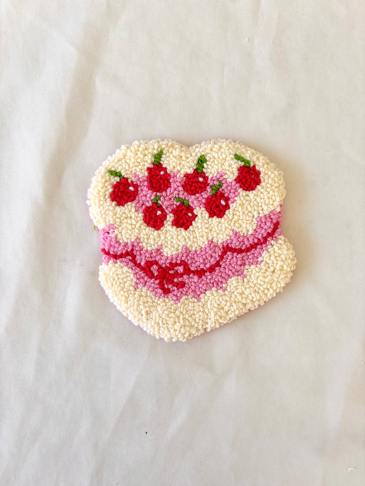 Cherry Heart Cake Mug Rug
