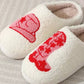 Soft Plush Mushroom Heart Rainbow Slippers