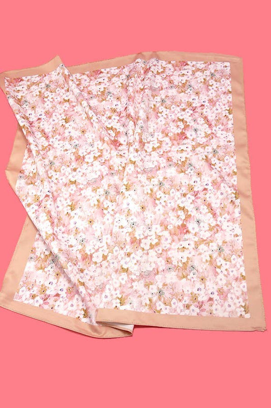 Cherry Blossom Print Silky Feel Bandana Scarf