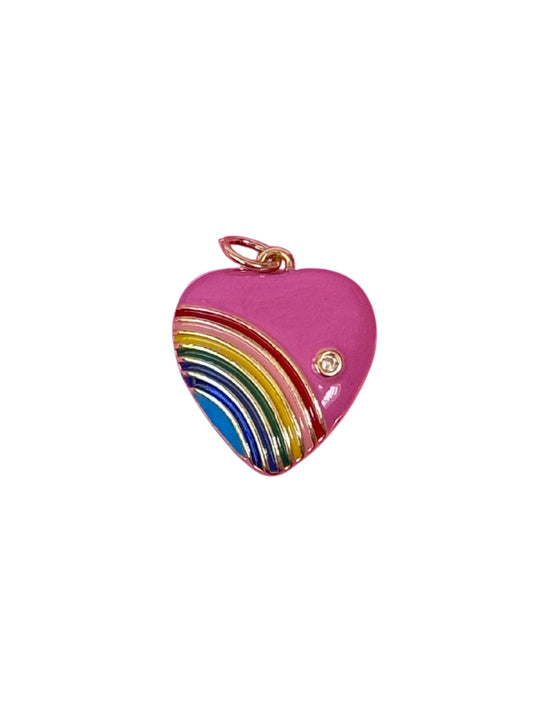 Enamel Rainbow Heart Gold Charm