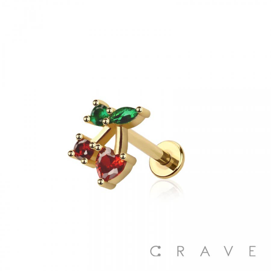 Cherry Gem Push Pin Flat-Back Stud