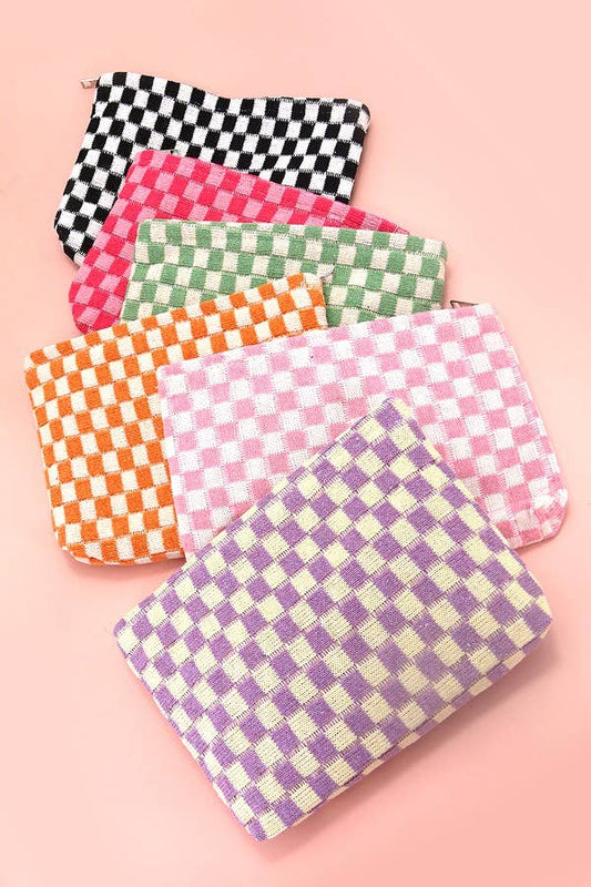 Travel Checker Makeup Cosmetic Pouch Bag