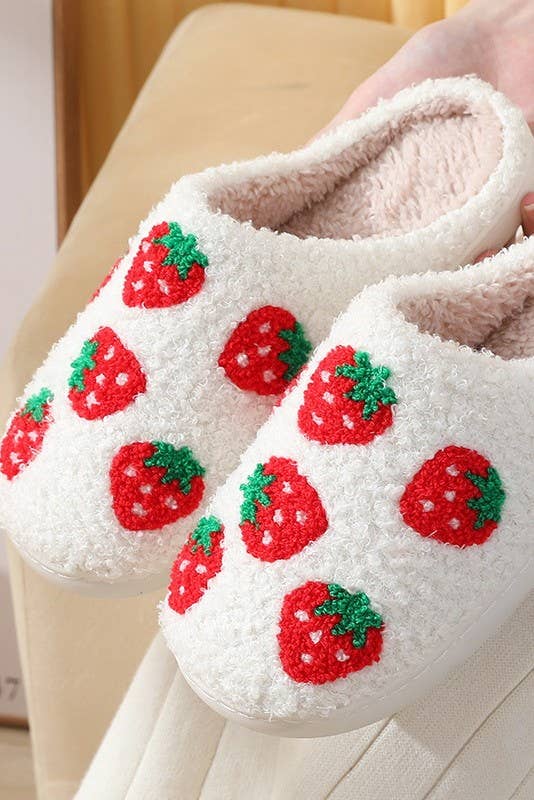 Soft Plush Mushroom Heart Rainbow Slippers