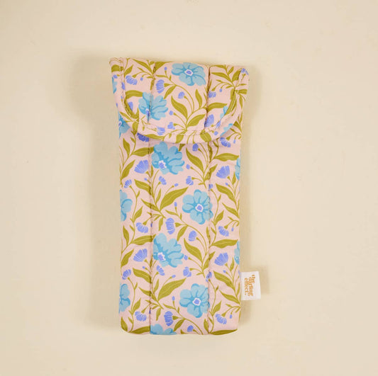 Puffy Sunglasses Case - Aqua Petals