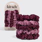Ruched Lace Scrunchies 5pc Set - Cherry Lacquer & Dusty Pink