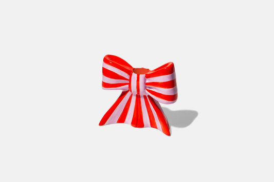 Striped Bow Candle Holder - Medium