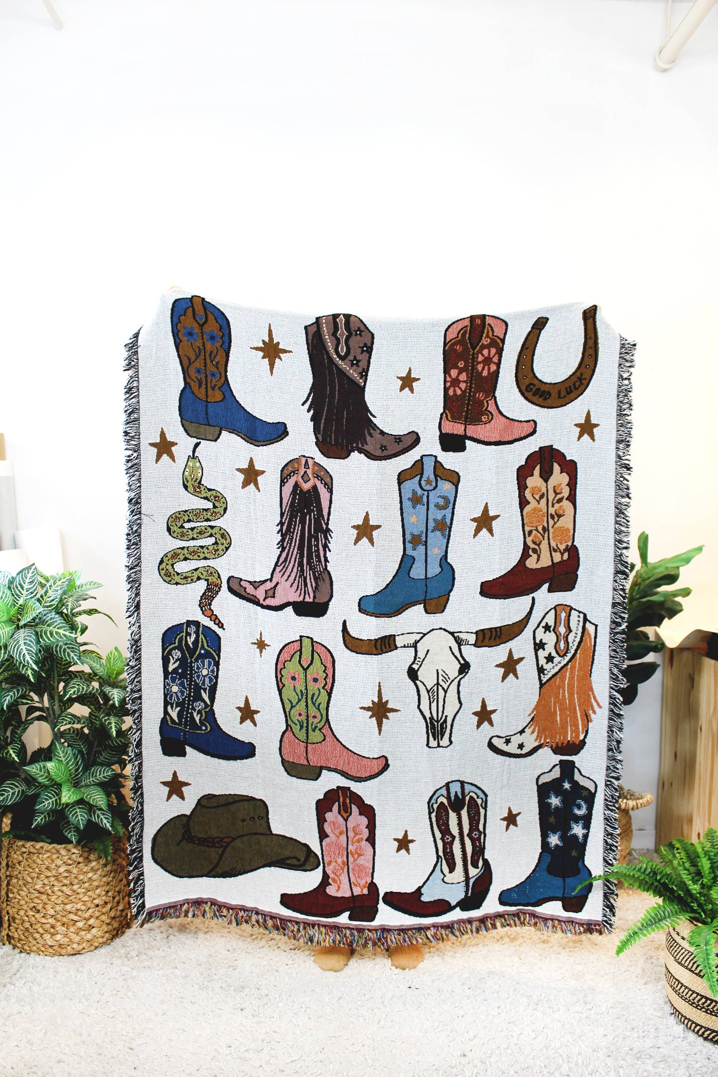 Howdy Cowgirl Tapestry Blanket