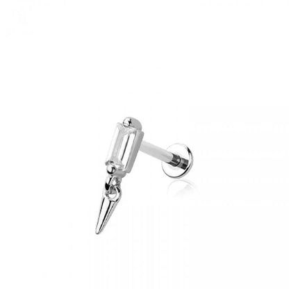 Baguette Dangle Flat-Back Stud (Gold + Silver)