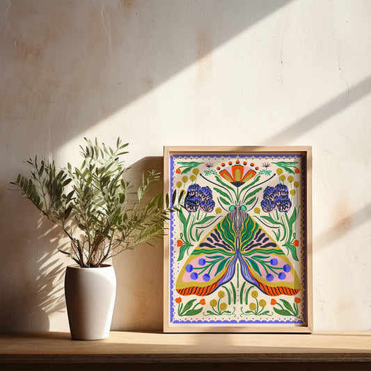 "Maximalist Folk Moth" Art Print