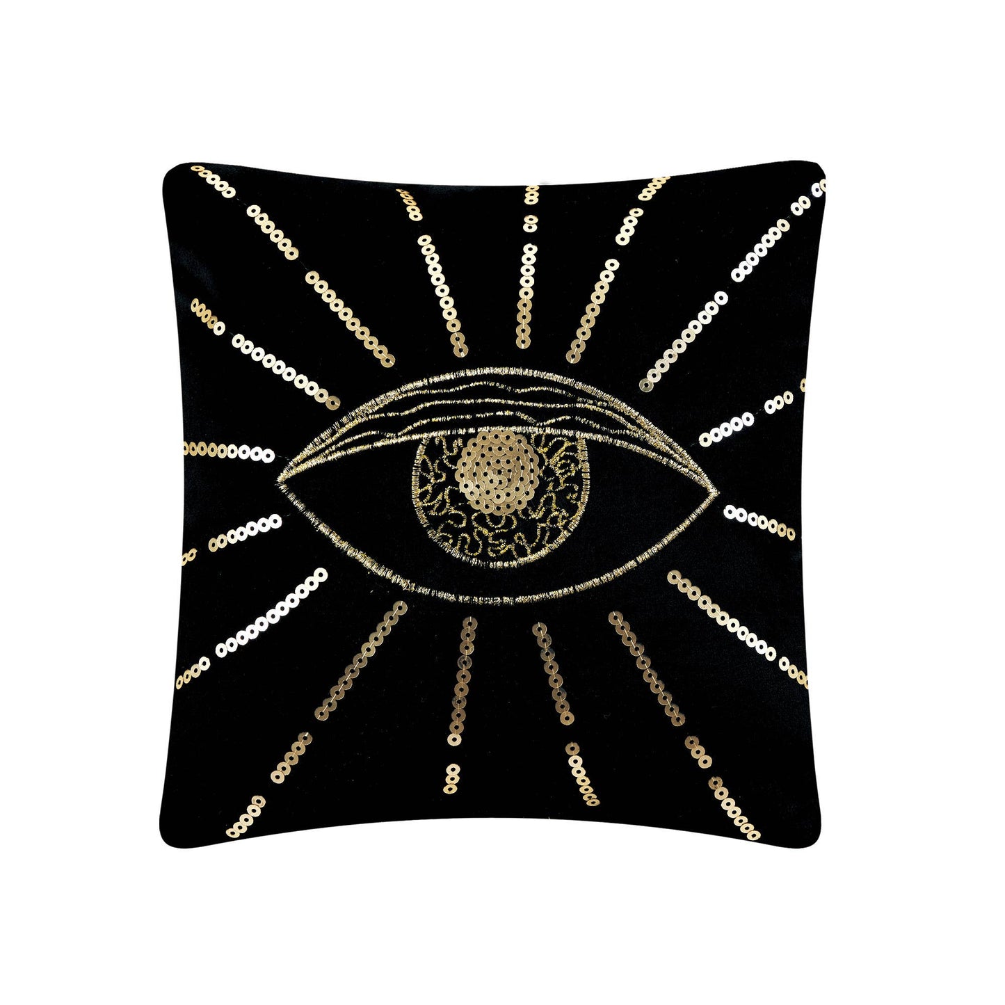 Sparkly Evil Eye Embroidered Pillow