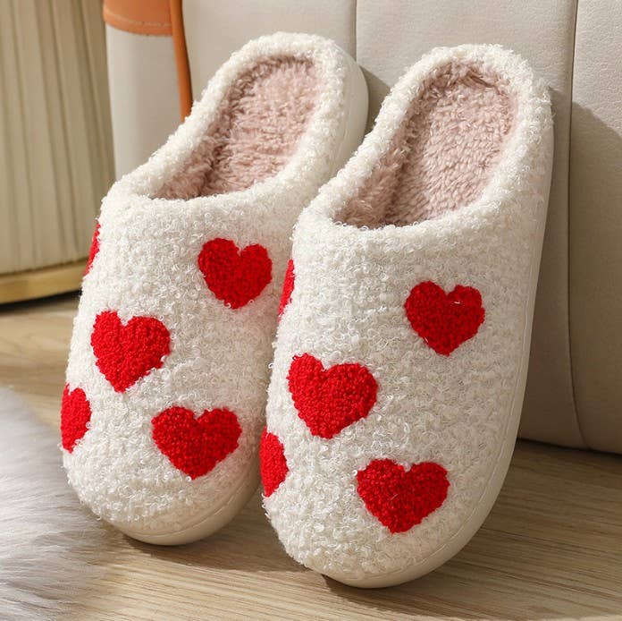 Pink Flower Plush Slippers