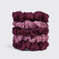 Ruched Lace Scrunchies 5pc Set - Cherry Lacquer & Dusty Pink