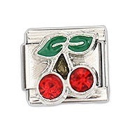 Silver Cherry CZ Italian Charm