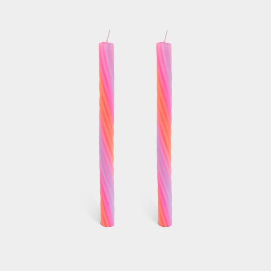 Orange, Pink & Lav. Rope Candles - (2 Pack)