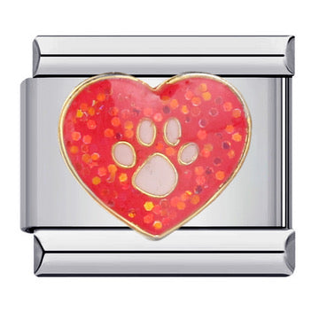Silver Love + Paws Italian Charm