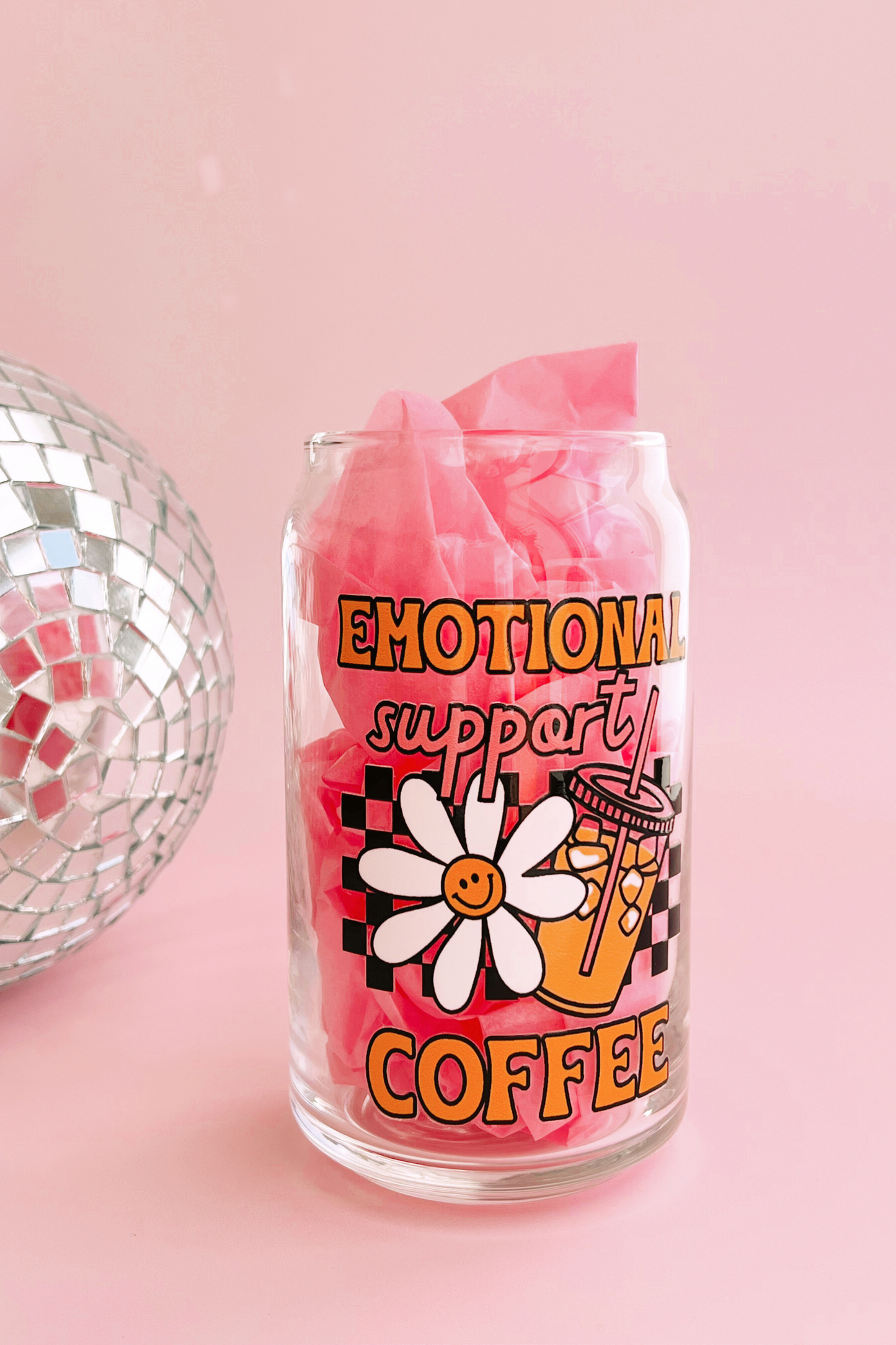 Emotional Support Iced Coffee Glass Cup