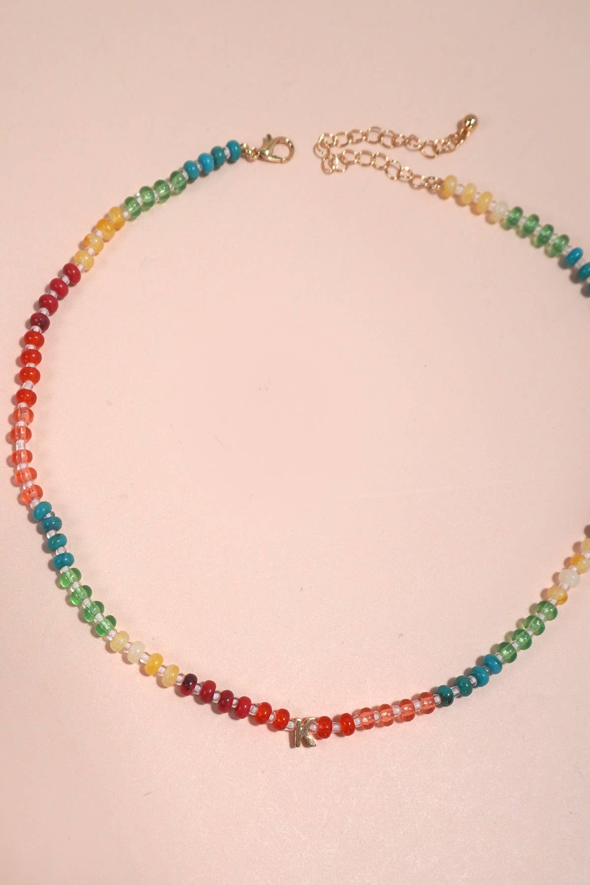 Mini Initial Multi Color Beaded Necklace