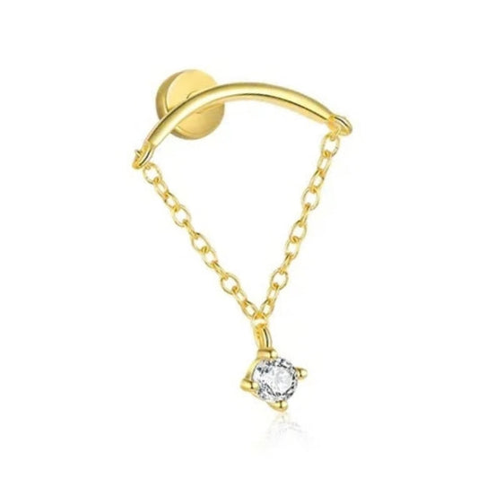 Gold Hidden Helix CZ Chain Flat-back Stud