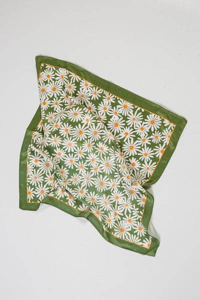 Flower Silky Feel Bandana Scarf