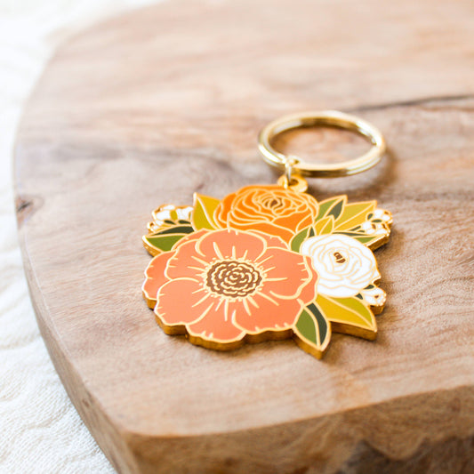 Fall Bouquet Metal Keychain