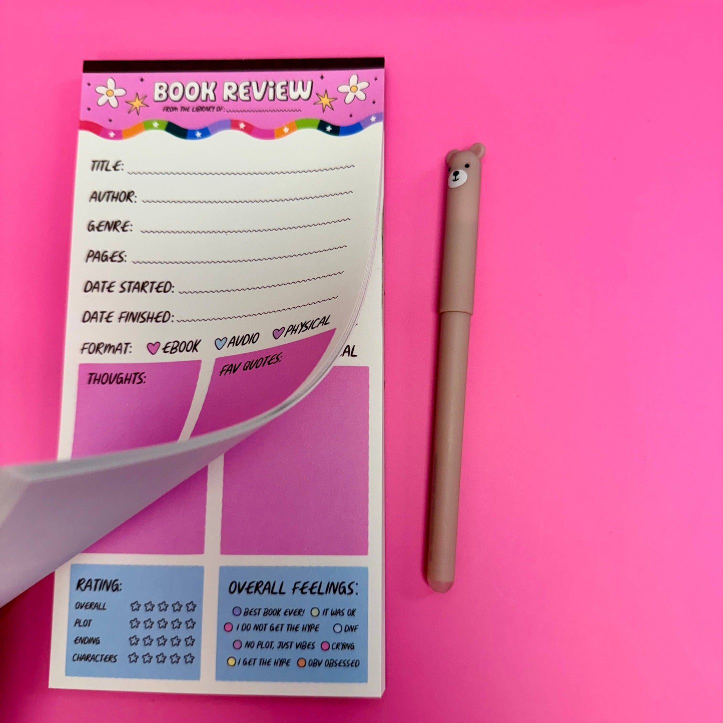 Book Review & Rating Notepad