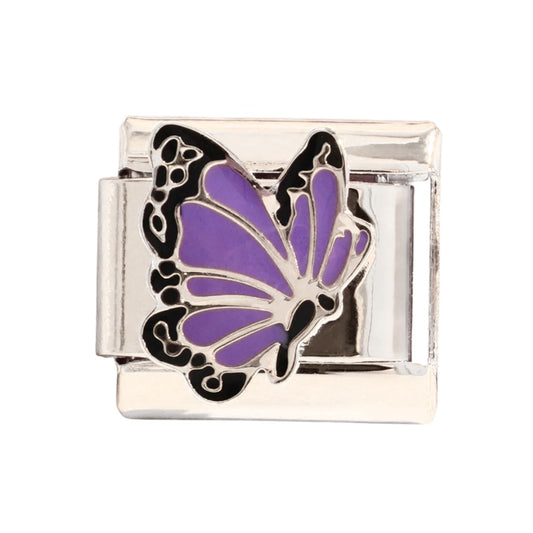 Silver Purple Butterfly italian Charm
