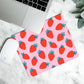 Pink Grid Strawberry Mousepad