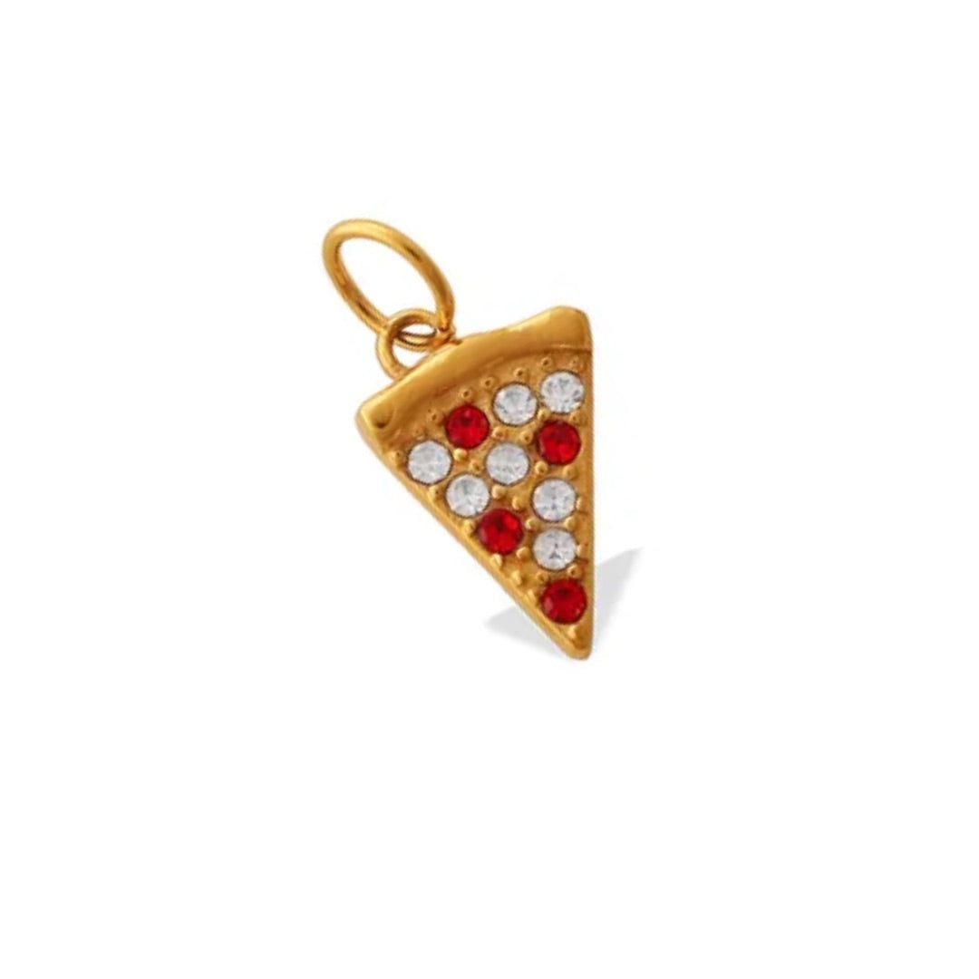 Gold Pizza CZ Charm