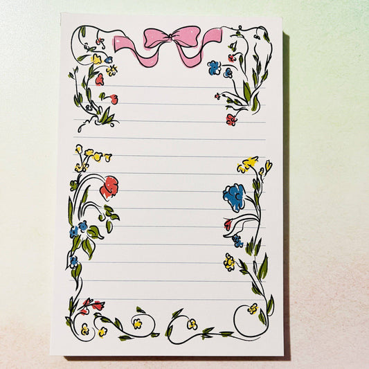 Hand Drawn Floral Bow Notepad