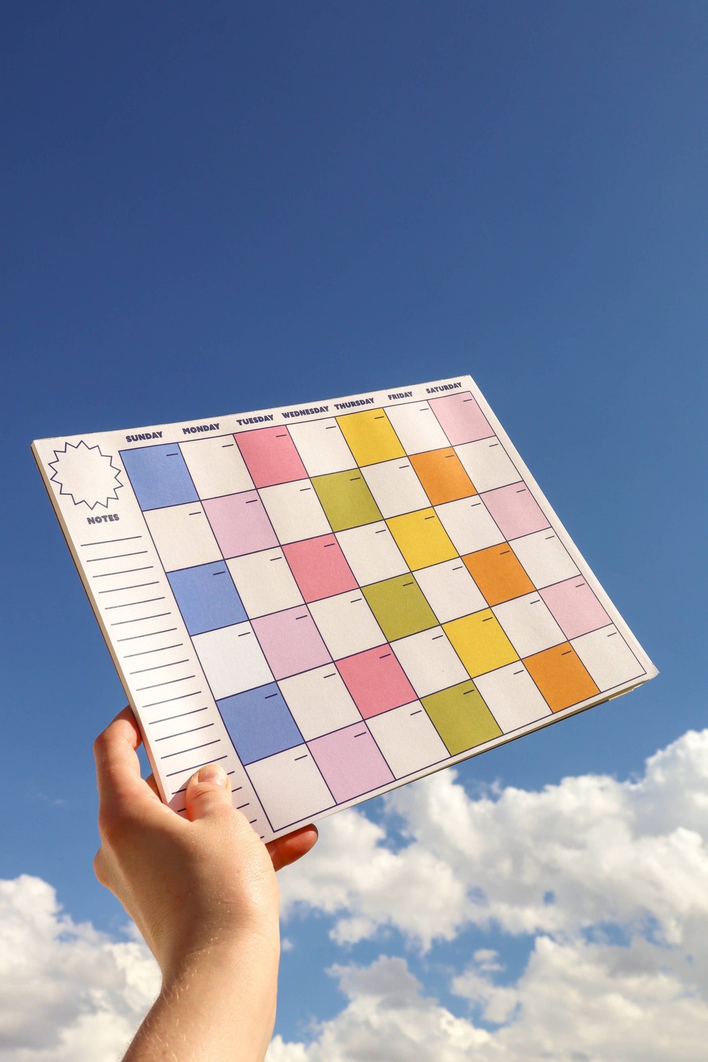Monthly Checkered Notepad Calendar
