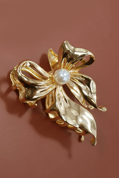 Pearl Bow Alloy Hair Claw Clip