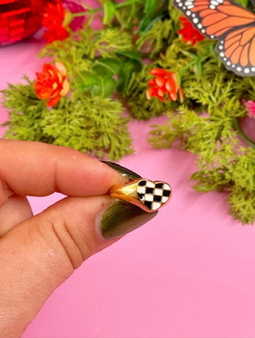 Checkered Heart Ring