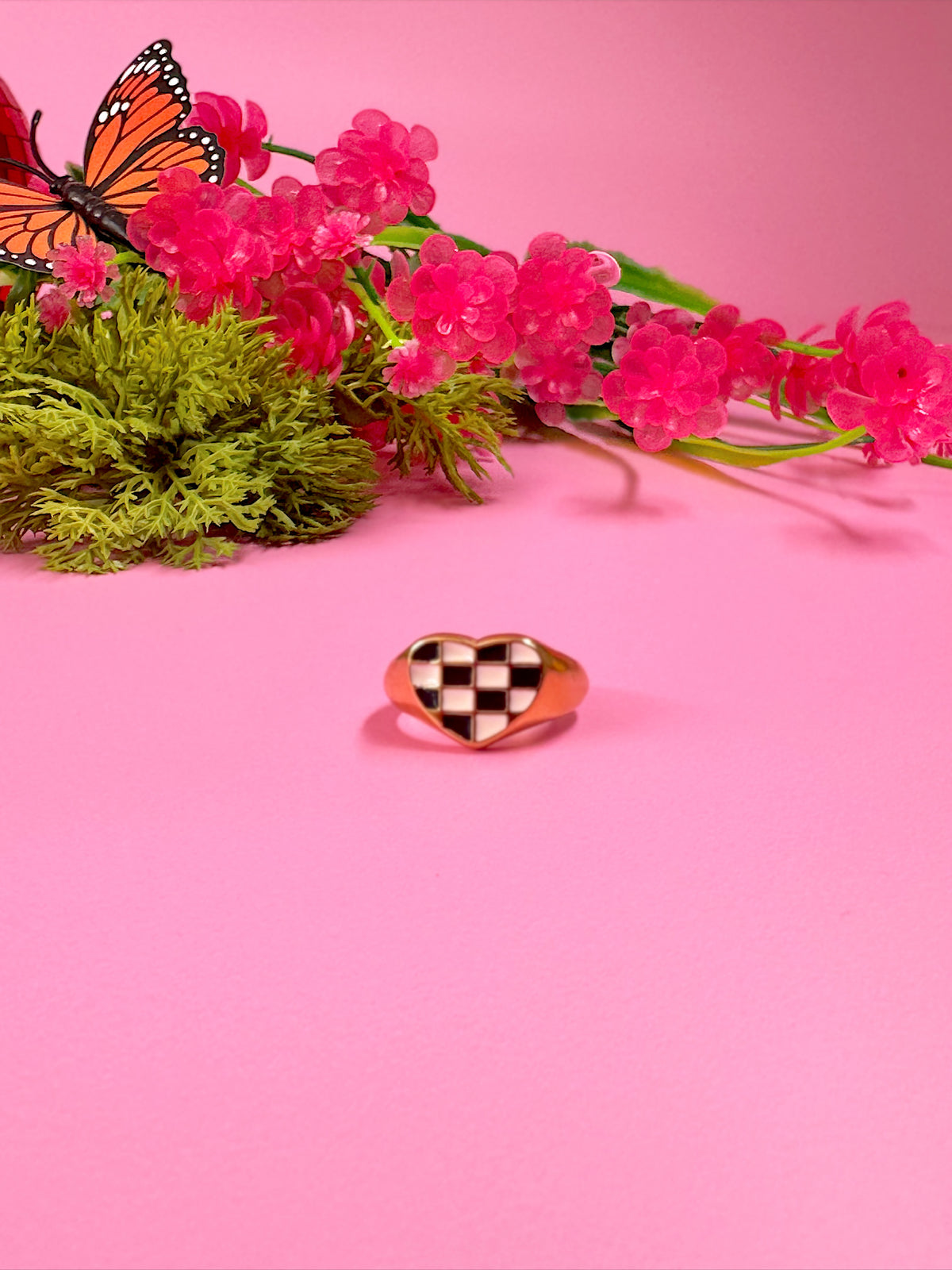Checkered Heart Ring