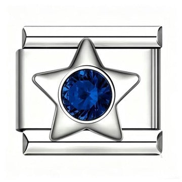 Silver Star Birthstone Italian Charm