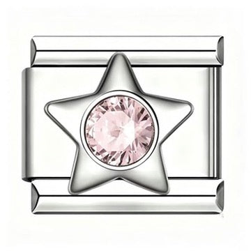 Silver Star Birthstone Italian Charm