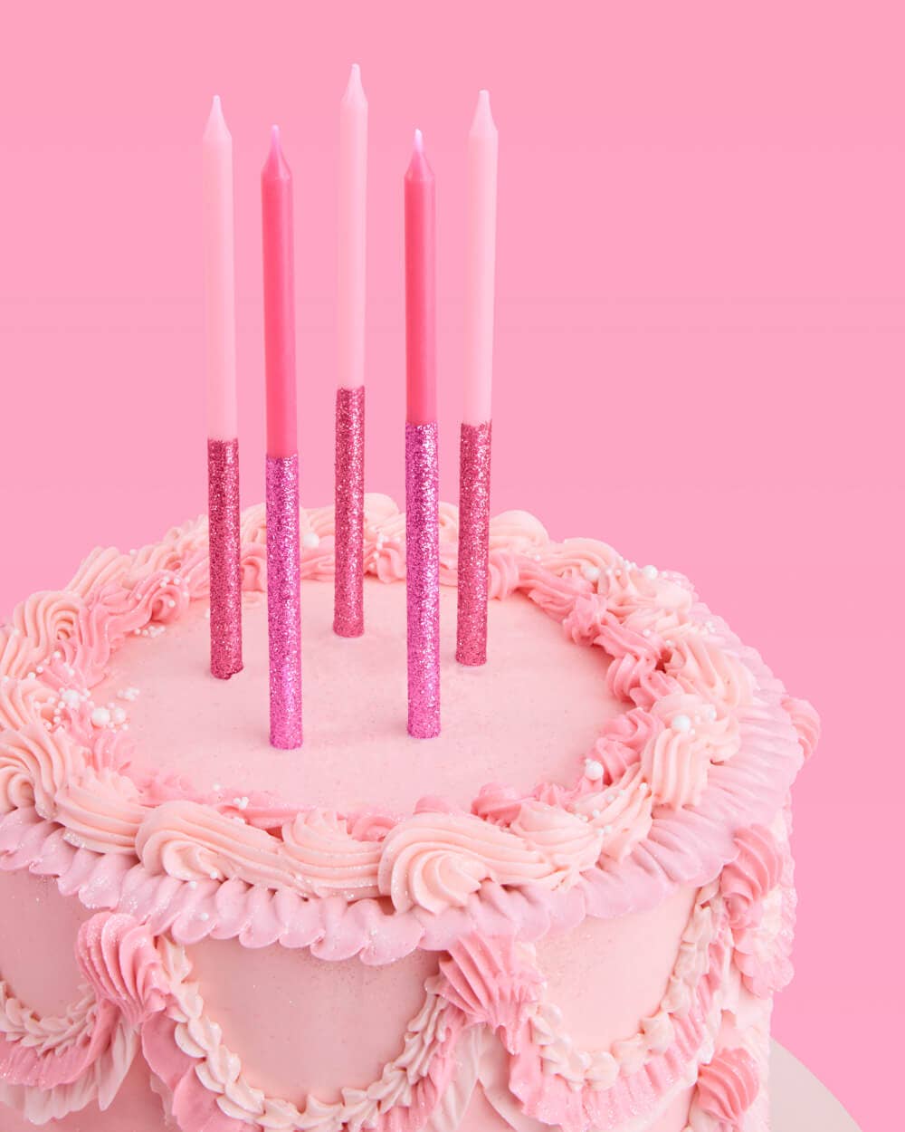 Pink Glitter Candles