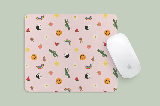 Happy Cactus Icons Mousepad