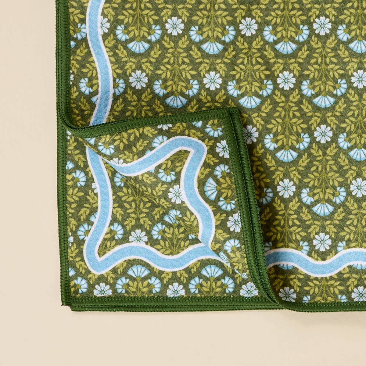 Forest Green Blooms Tea Towel