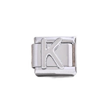 Silver Letter Italian Charm