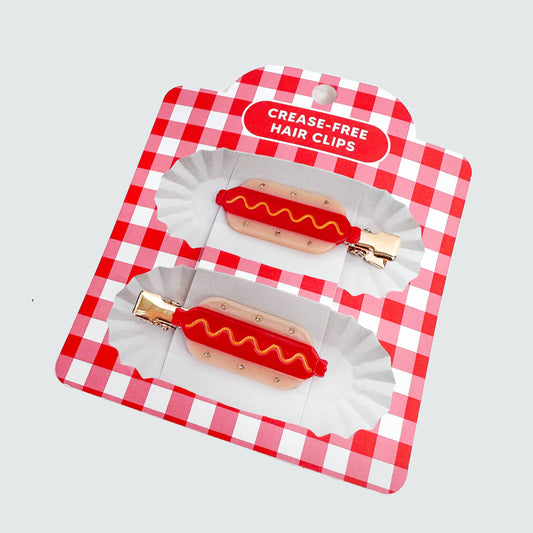 Hot Dog Hair Clips - Set of 2